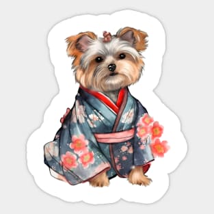 Yorkshire Terrier Dog in Kimono Sticker